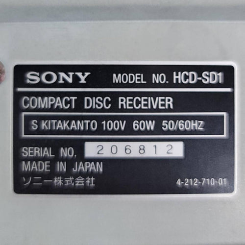 Sony Cd, Md Cassette Decks Hcd-Sd1