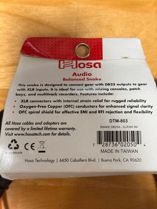 Hosa Technology Other Dtm-803 Db25-Xlr 8Ch