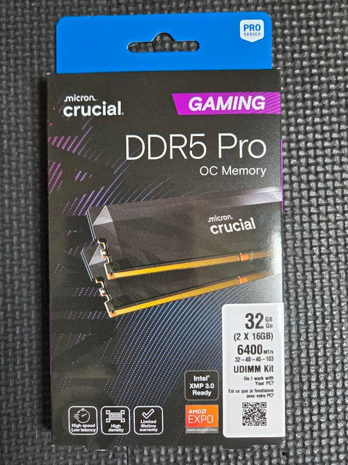 Crucial Memory Ddr5 Pro 32Gb (2X16Gb) 6400Mhz