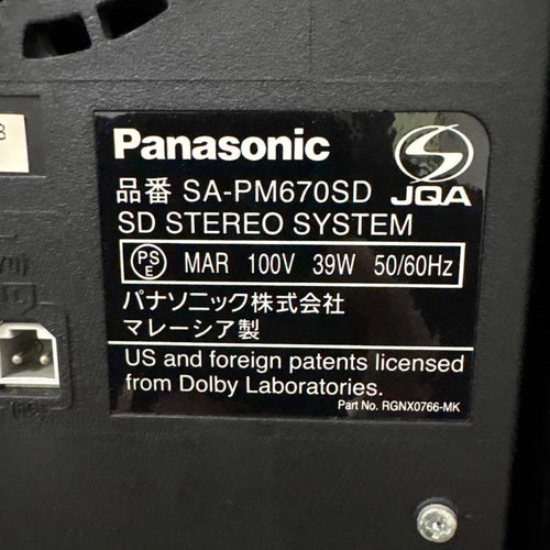 Panasonic Mini Component Systems Sa-Pm670Sd Cd Md 2008