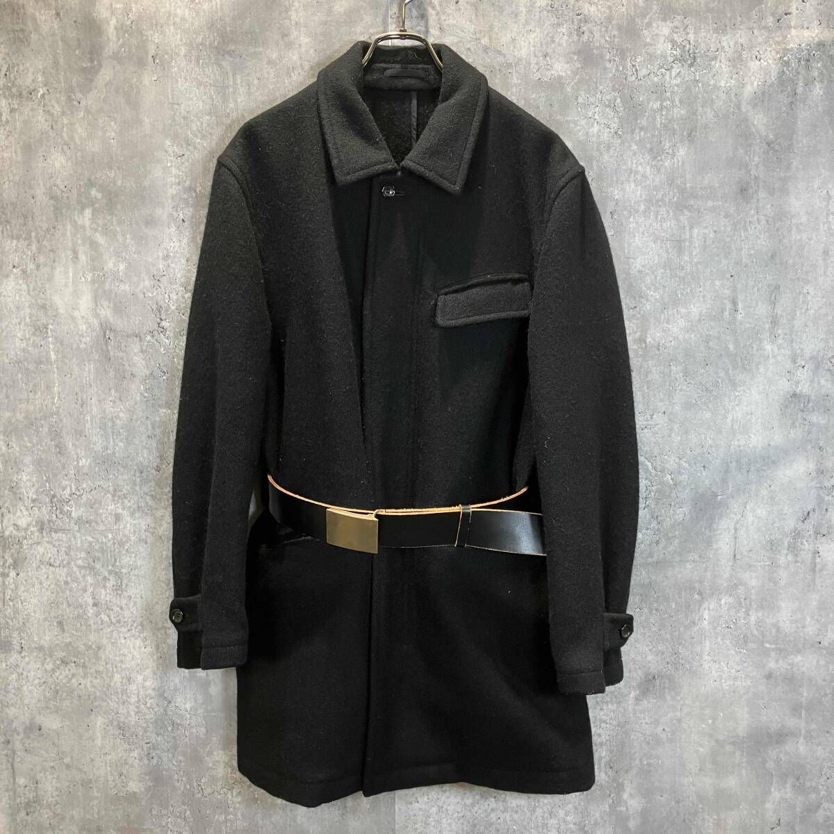 Others 90S Archive Comme Des Garcons Homme Leather-Belted Wool Half Coat Sizem