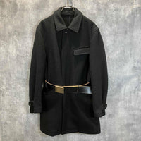 Others 90S Archive Comme Des Garcons Homme Leather-Belted Wool Half Coat Sizem