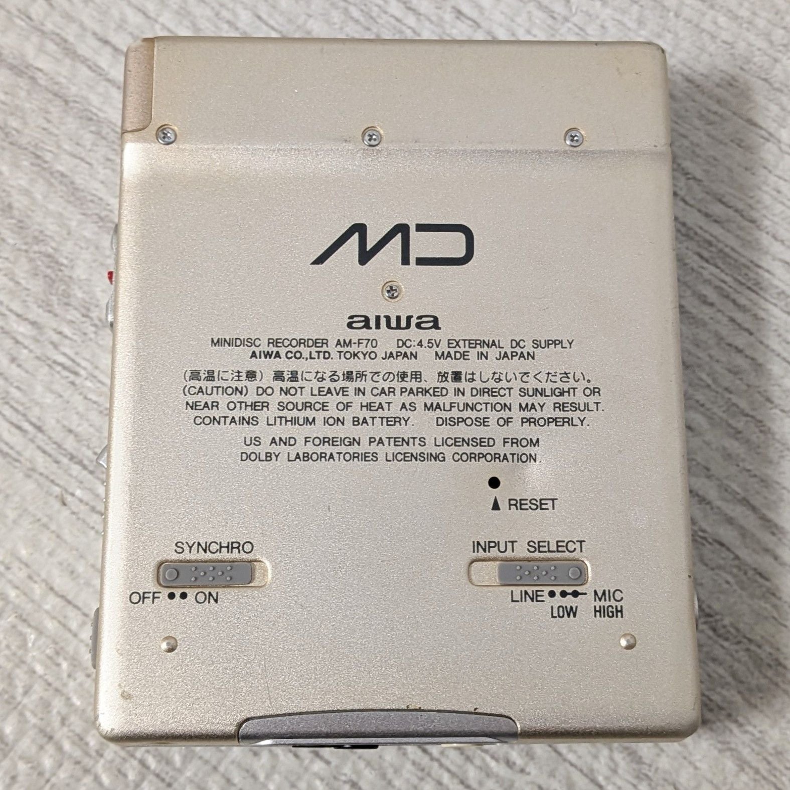 Aiwa Portable Md Player Am-F70 Rc-Hx30