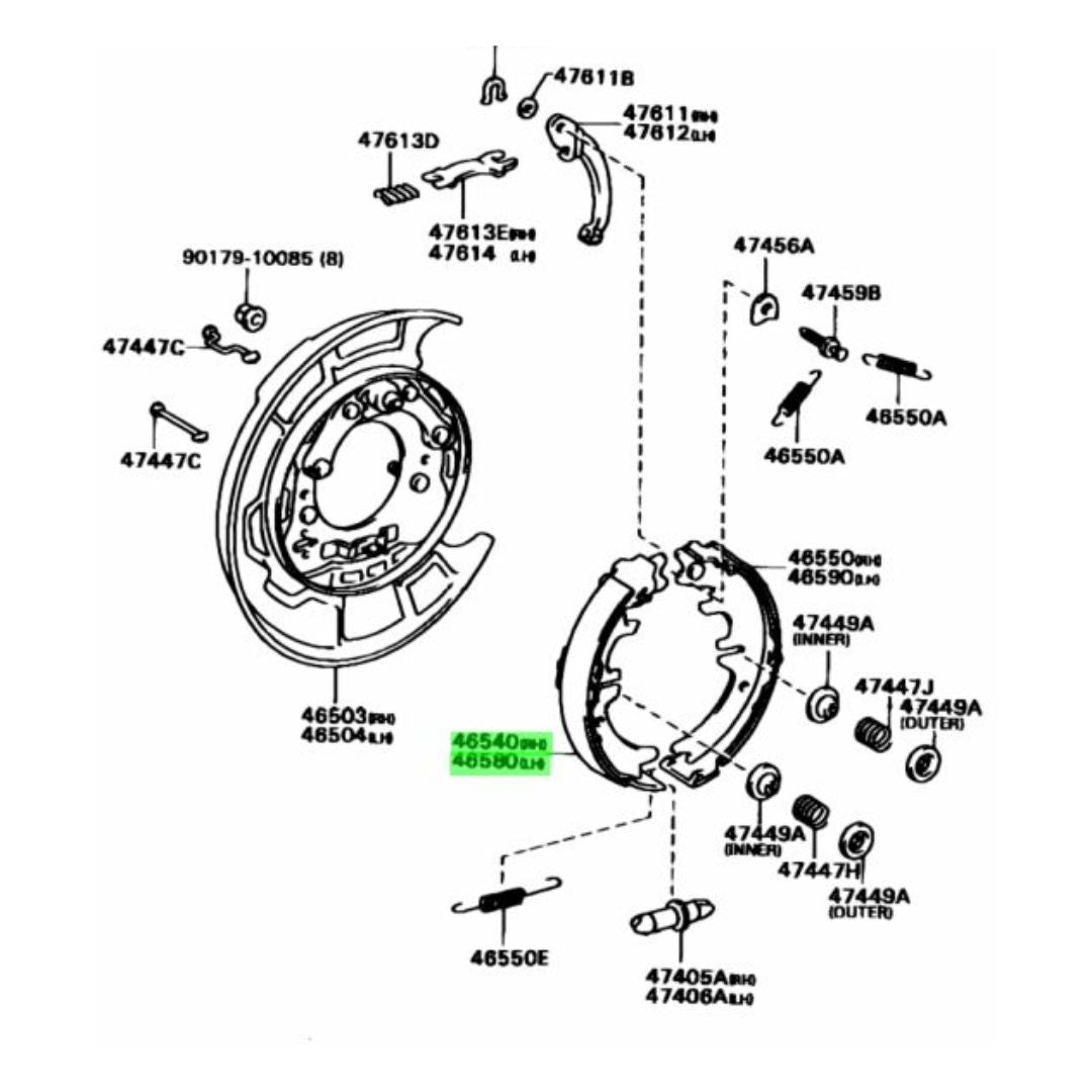 Toyota Others Chaser Cresta Mark 2 Jzx100 V G Parking Brake Shoe