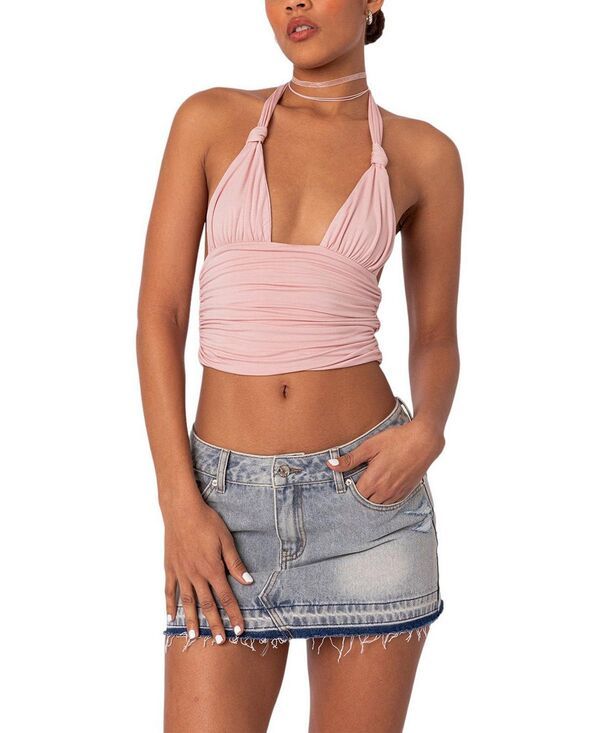 Long Sleeve Edikted Lillie Knotted Halter Topink