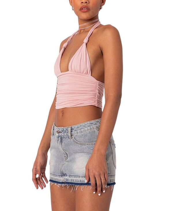 Long Sleeve Edikted Lillie Knotted Halter Topink