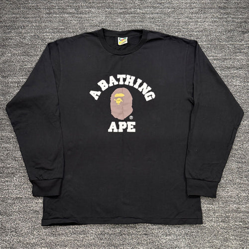 A Bathing Ape T -Shirt College L/S Tee Black Xl