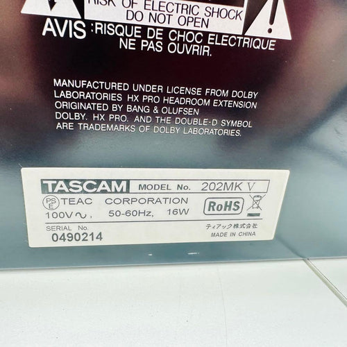 Tascam Cd Md Cassette Deck 202Mkv