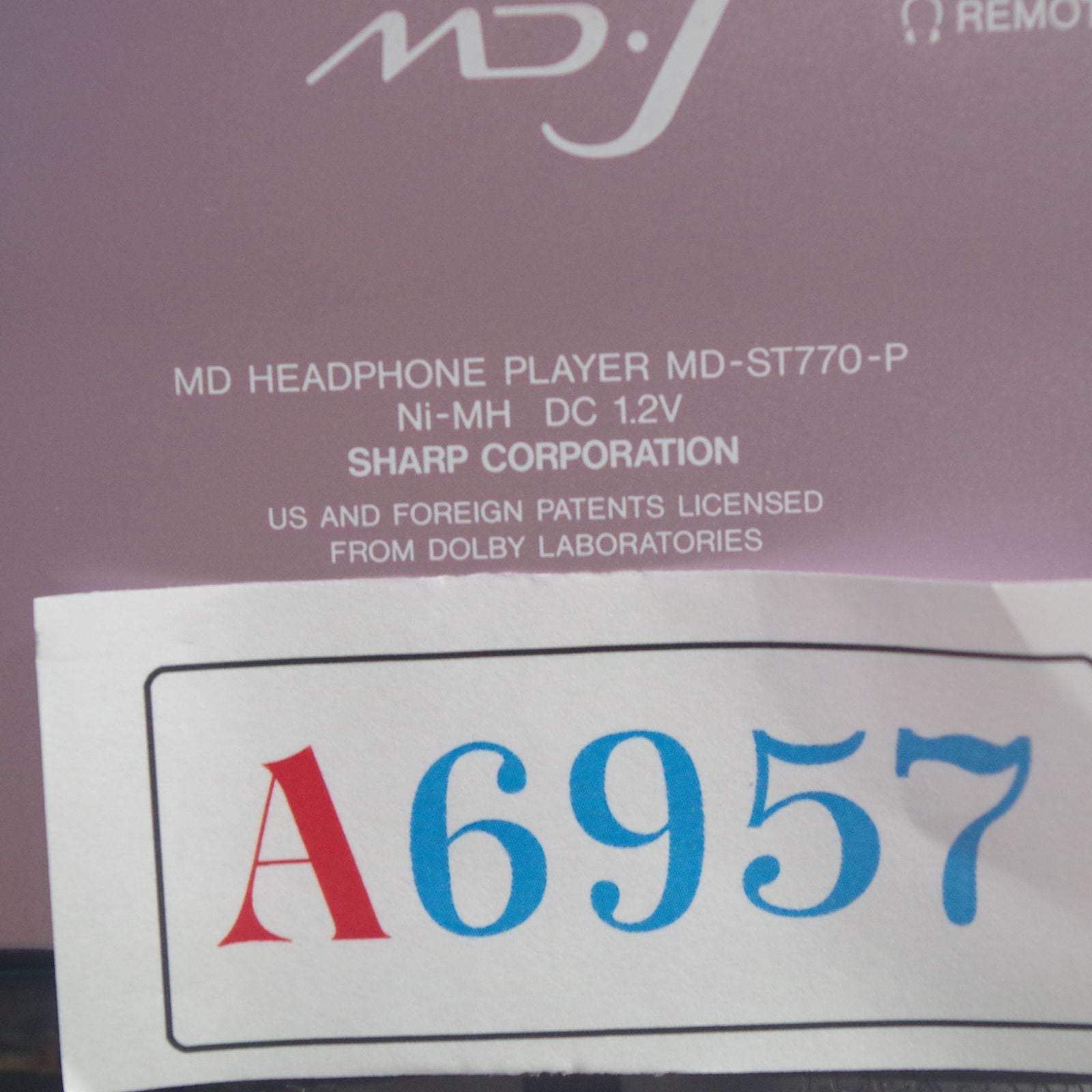 Sharp Portable Md Player A6957 Md-St770-P