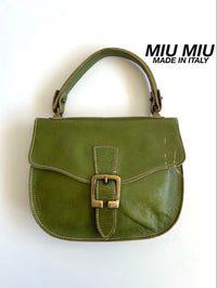 Miu Handbags Archive Belted Leather Hand Bag