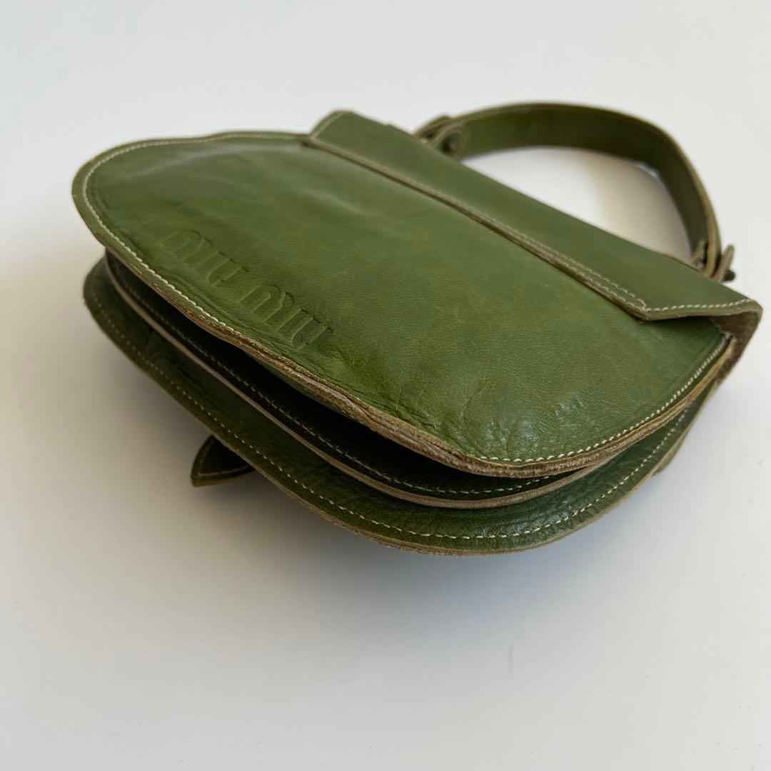 Miu Handbags Archive Belted Leather Hand Bag