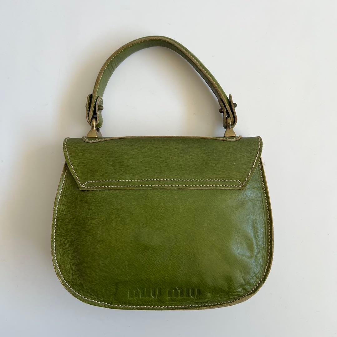 Miu Handbags Archive Belted Leather Hand Bag