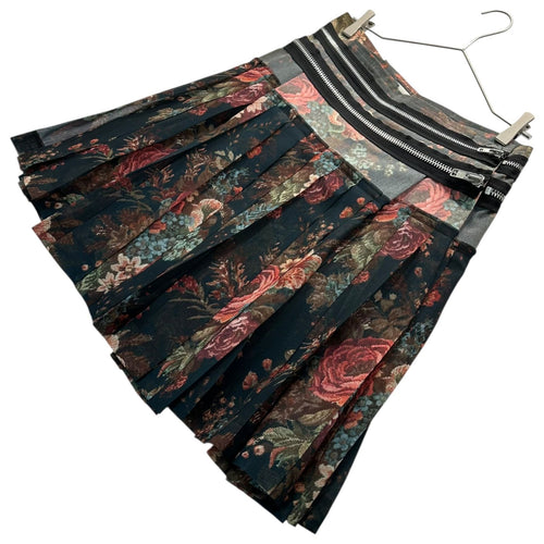 Tricot Comme Des Garcons Flare Skirt 13Aw Rose Design Waist Zip Tape Chiffon