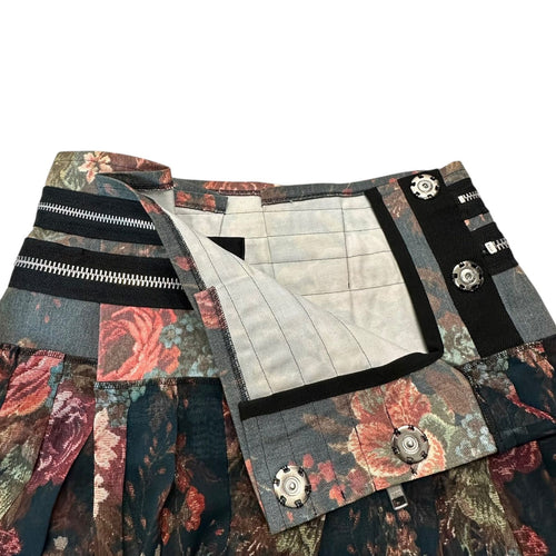 Tricot Comme Des Garcons Flare Skirt 13Aw Rose Design Waist Zip Tape Chiffon