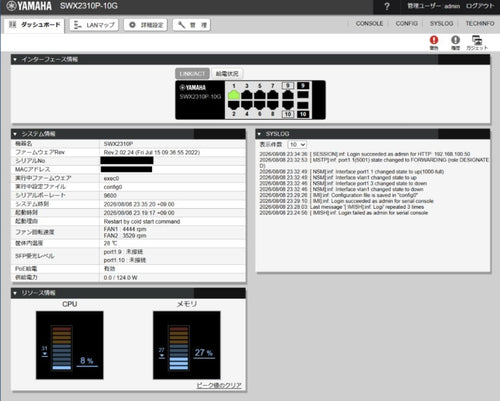 Yamaha Switching Hubs Swx2310P-10G Poe/10G,L2/L3