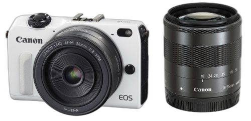 Digital Slr Canon Eos M2 Ef-M18-55Mm F3.5-5.6 Is Stm Ef-M22Mm F2 Eosm2Wh-Wlk