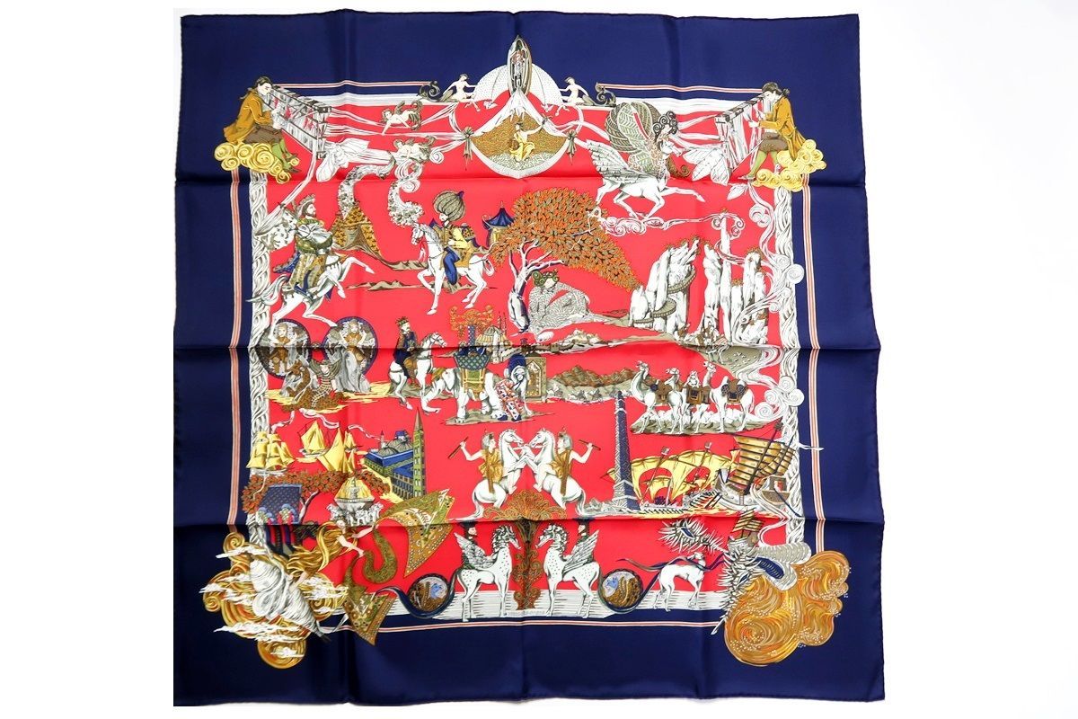 Hermes Bandana Scarf Au Fil De La Soie 90 100 Mx93