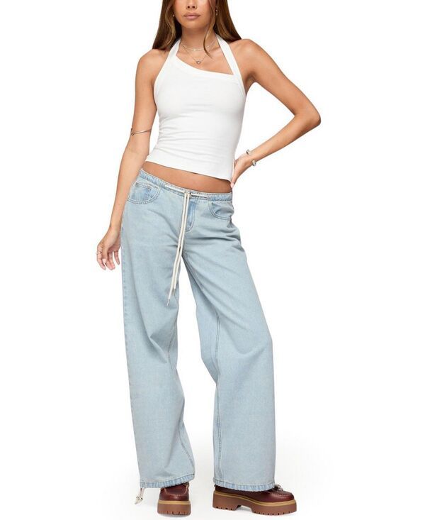 Long Sleeve Edikted Kylan Asymmetric Halter Top White