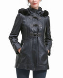 Jumper Blouson Bgsd Womens Flora Leather Toggle Coat Black