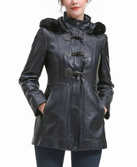 Jumper Blouson Bgsd Womens Flora Leather Toggle Coat Black