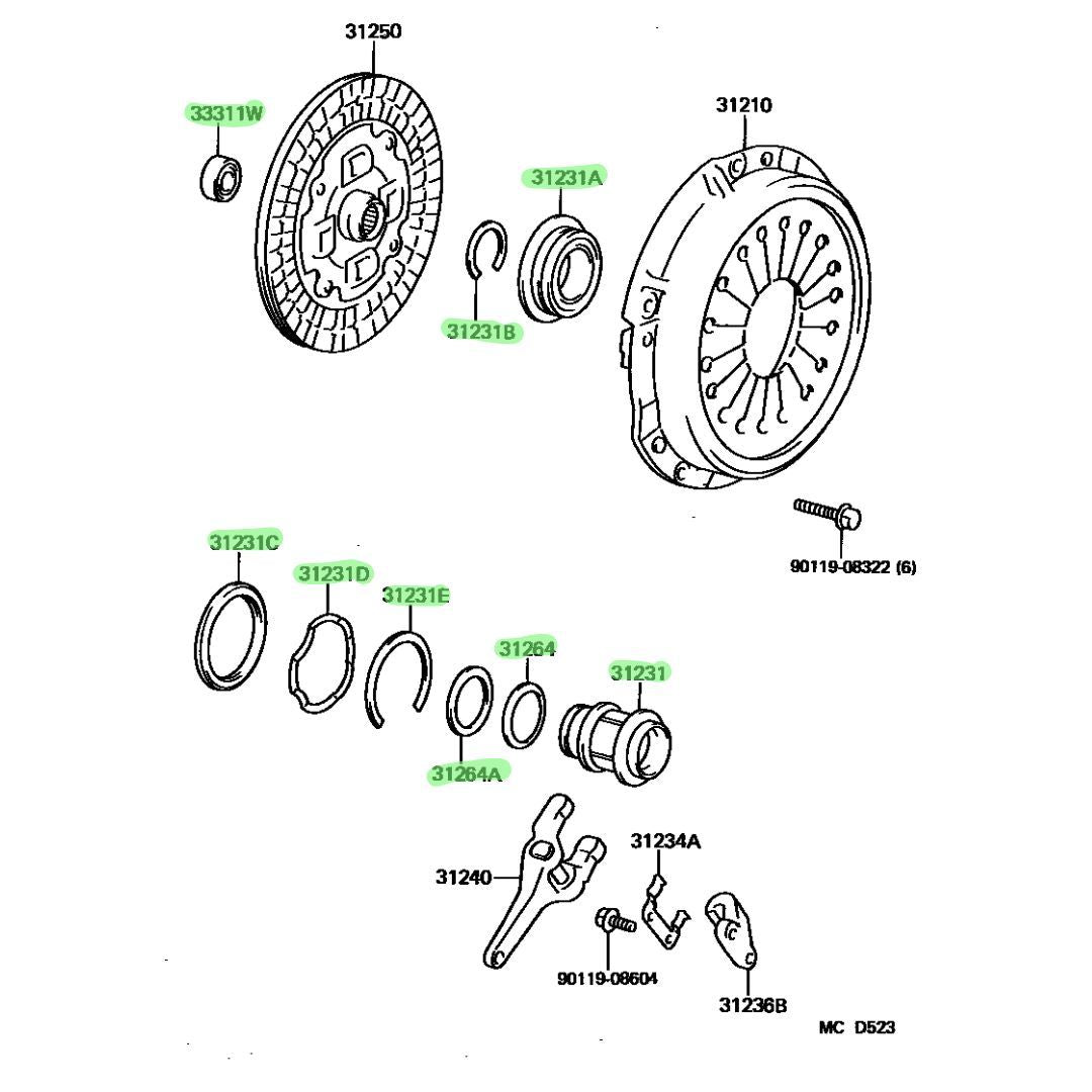 Toyota Clutch Chaser Cresta Mark 2 R154 Jzx100 Jzx110 1Jz-Gte Release Bearing