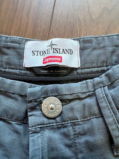 Stone Island Work Pants, Cargo Painter'S Supreme Reactive Ice Camo