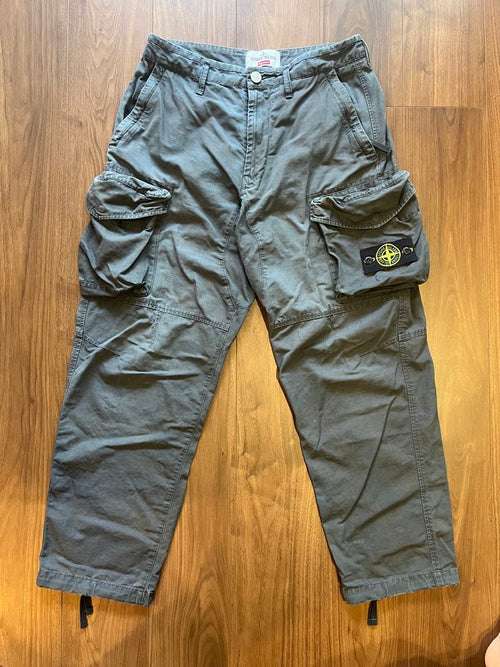 Stone Island Work Pants, Cargo Painter'S Supreme Reactive Ice Camo