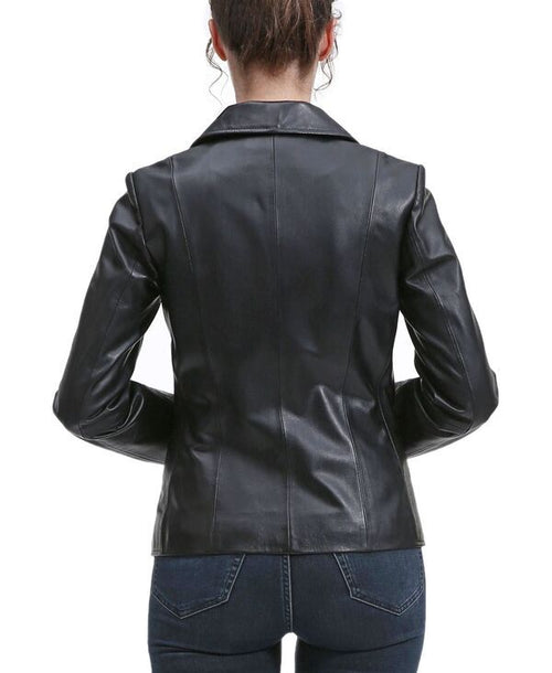 Jumper Blouson Bgsd Womens Norah Leather Blazer Jacket Black