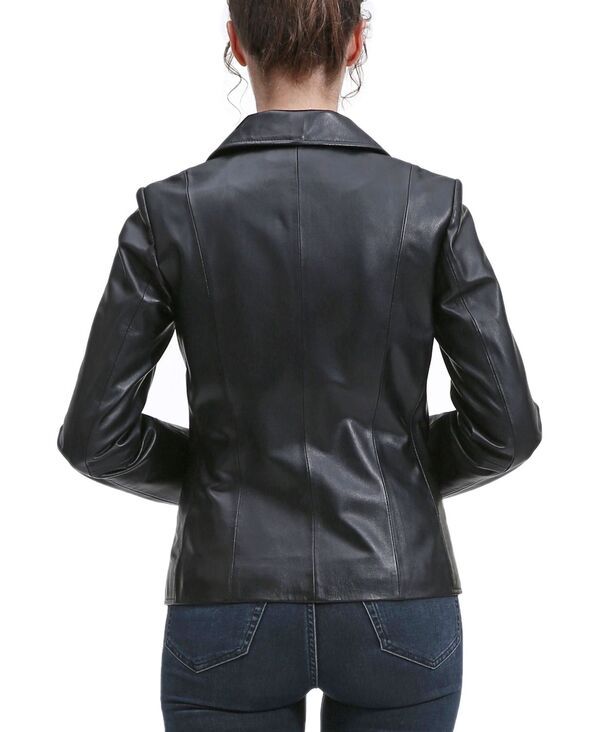 Jumper Blouson Bgsd Womens Norah Leather Blazer Jacket Black