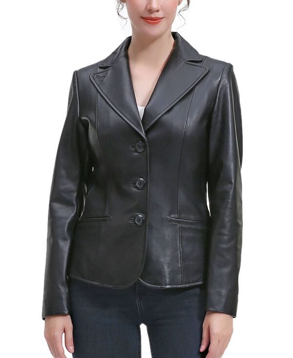 Jumper Blouson Bgsd Womens Norah Leather Blazer Jacket Black