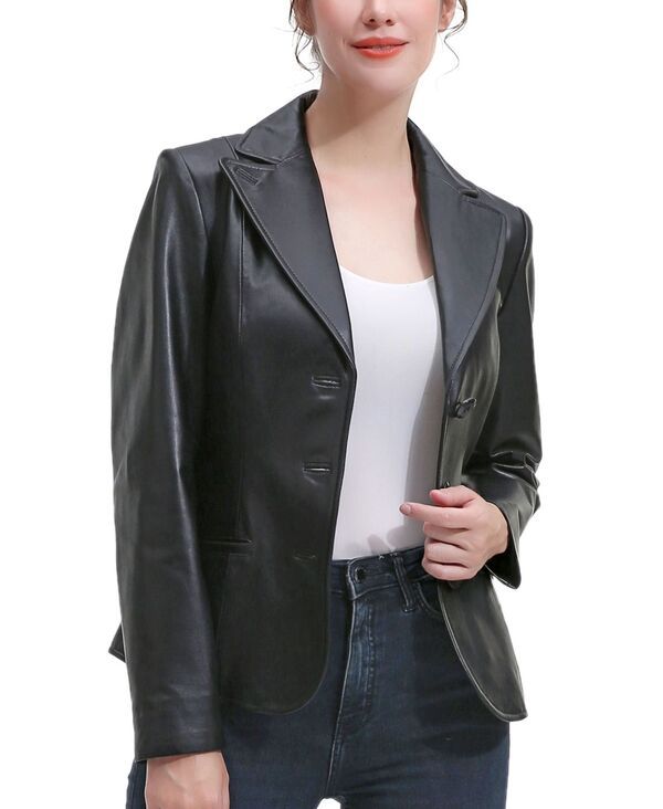 Jumper Blouson Bgsd Womens Norah Leather Blazer Jacket Black