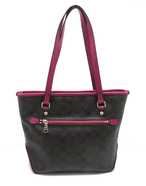 coach pink tote bag rear view