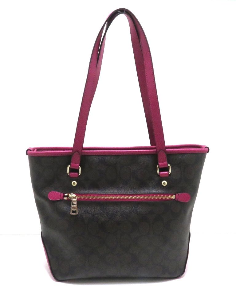 coach pink tote bag rear view