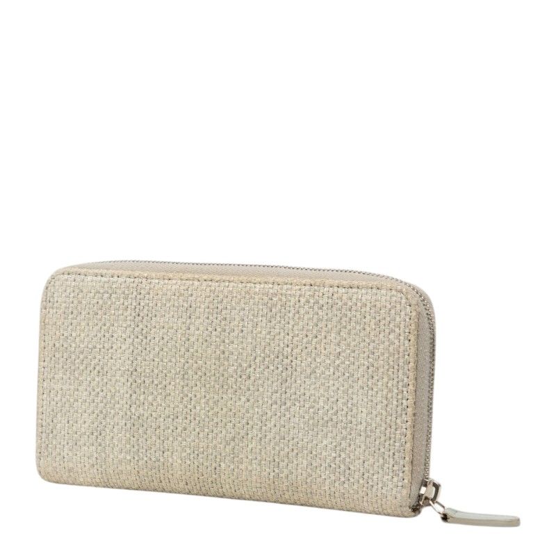 chanel grey wallet front view