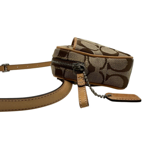 coach beige shoulder bag side view