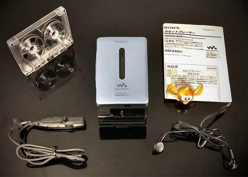 sony wm-ex651 blue cassette player rear view
