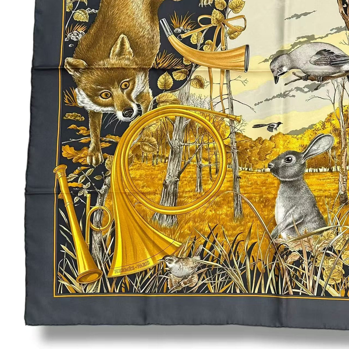 hermes grey scarf condition details