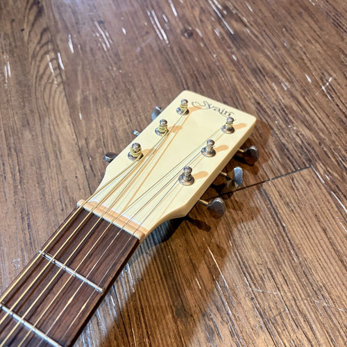 s.yairi ym-02/wh white acoustic guitar front view