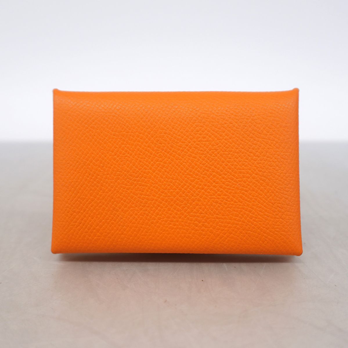 hermes orange card holder interior details