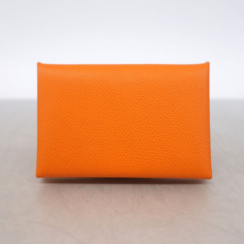 hermes orange card holder interior details