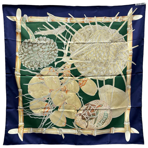 hermes navy scarf front view