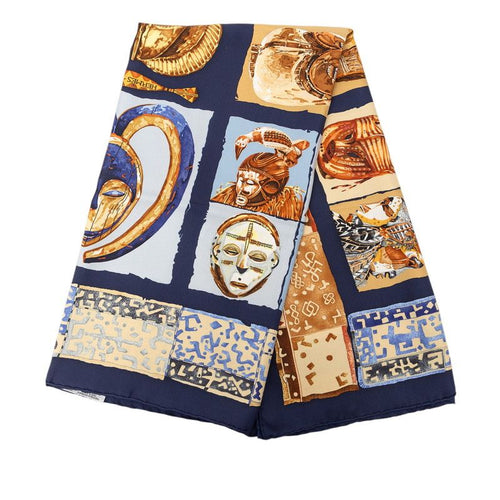 hermes navy scarf front view