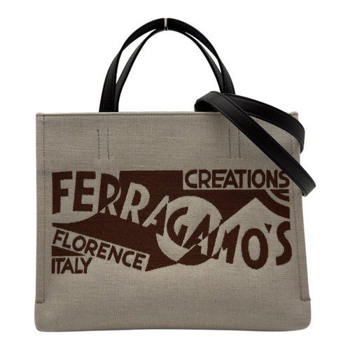 salvatore ferragamo beige tote bag