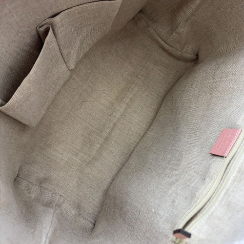 gucci pink tote bag interior details