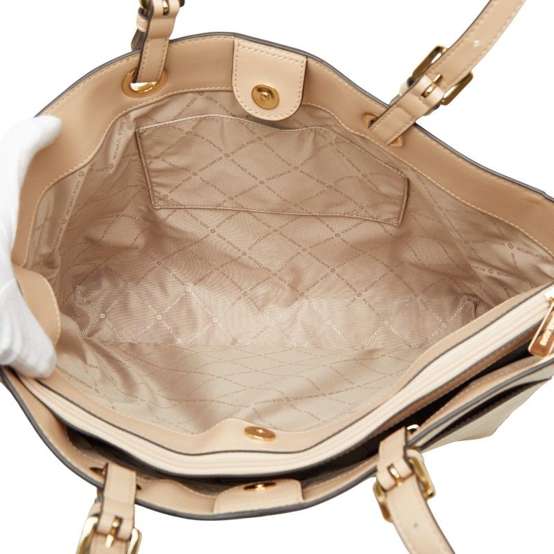 beige tote bag markings and labels