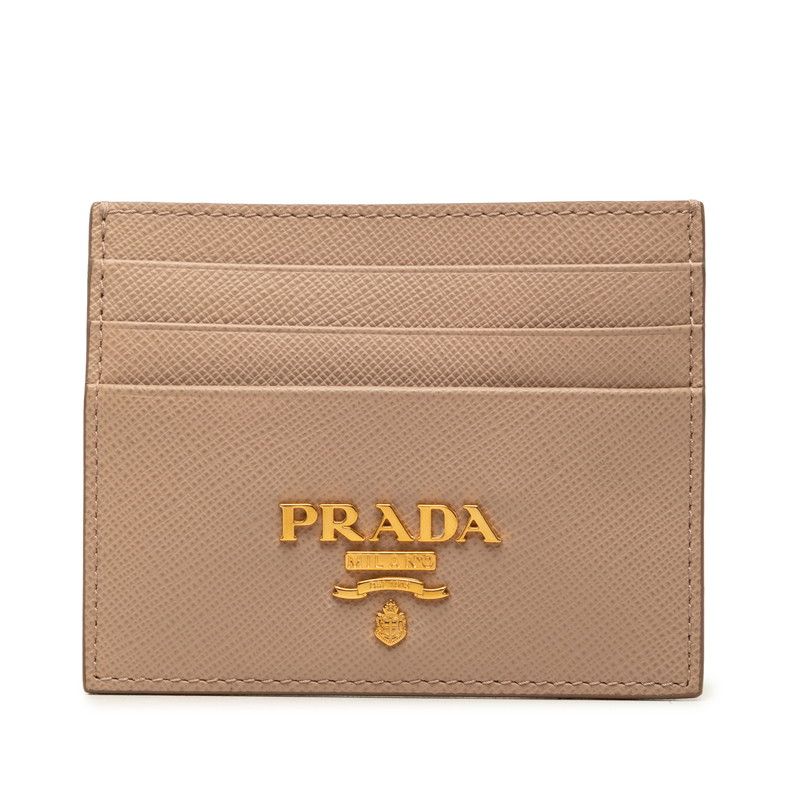 Prada 1MC025 Card Holder – Beige / Pink