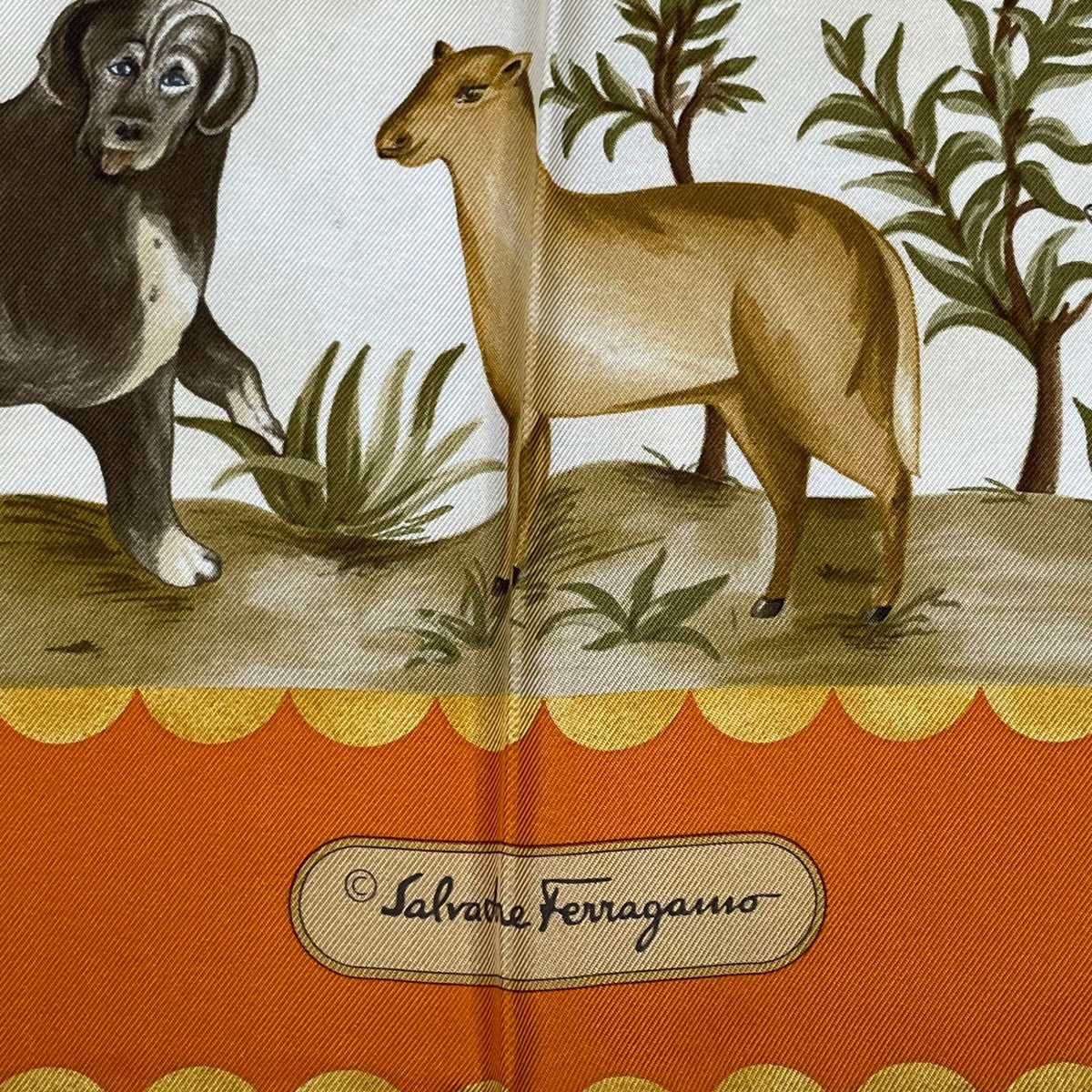 salvatore ferragamo orange scarf condition details