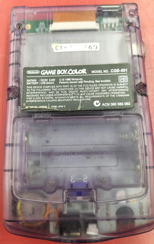 nintendo cgb-001 handheld console rear view