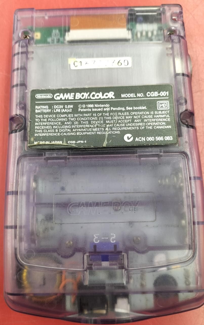 nintendo cgb-001 handheld console rear view