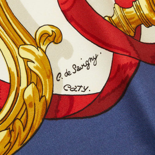 hermes navy scarf interior details